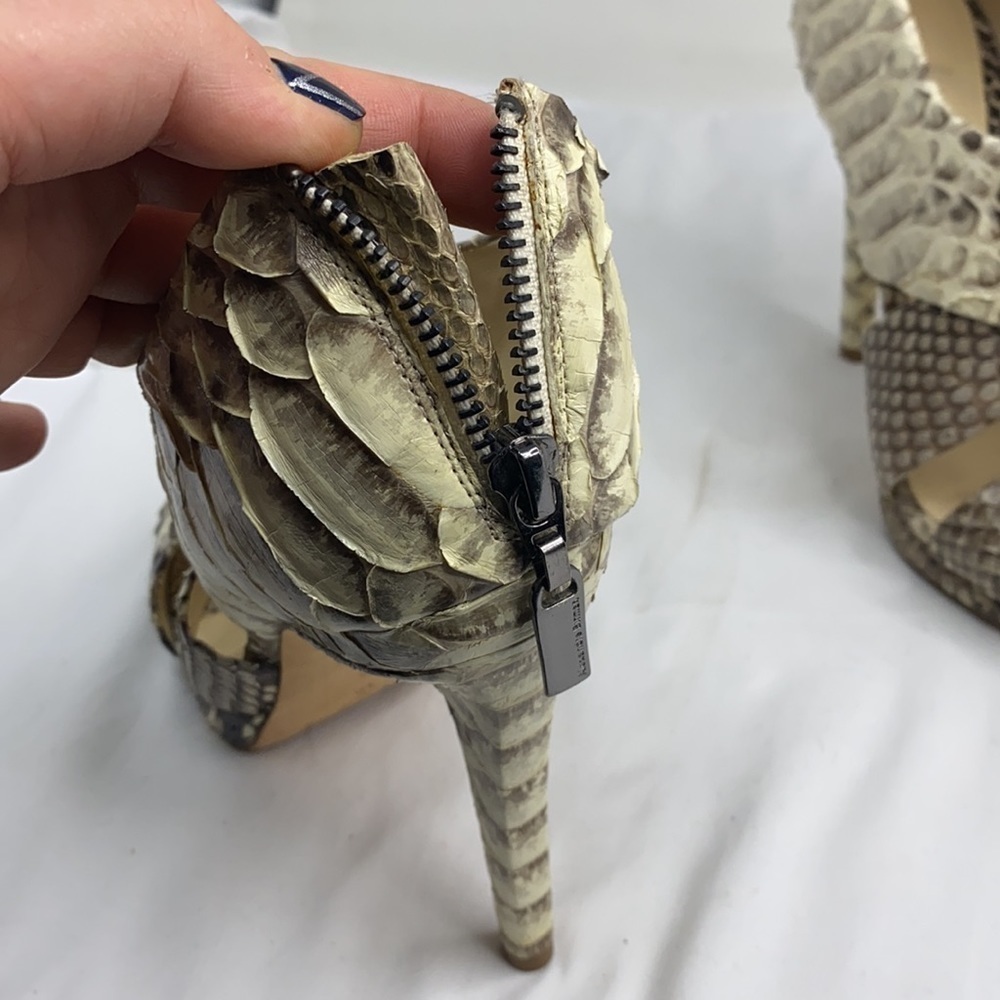 Alexandre Birman Sz 9 Python Open Toe Bootie Pumps - Picture 12 of 13